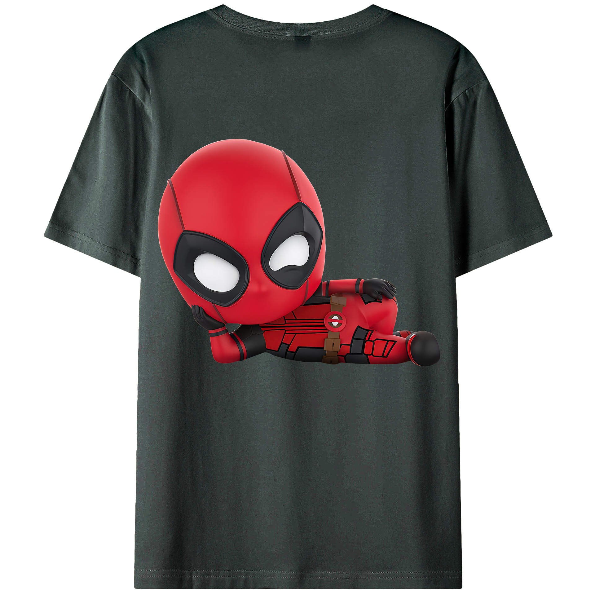 （画像用） Deadpool デッドプール 綿100％ メンズ半袖Tシャツ（バックプリント） 通気性